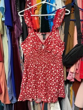 Rue21 Red Daisy Tie-Front Romper